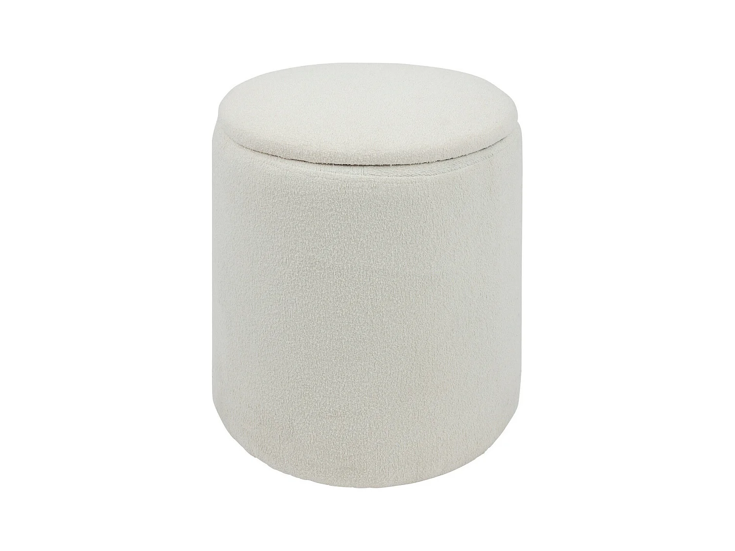 Pouf avec coffre en tissu à bouclettes Blanc D 35 x H 37 cm