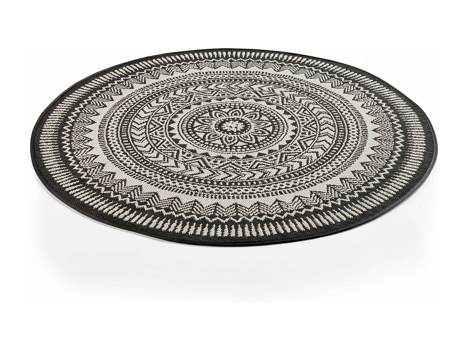 Tapis rond polypropylène noir 120cm