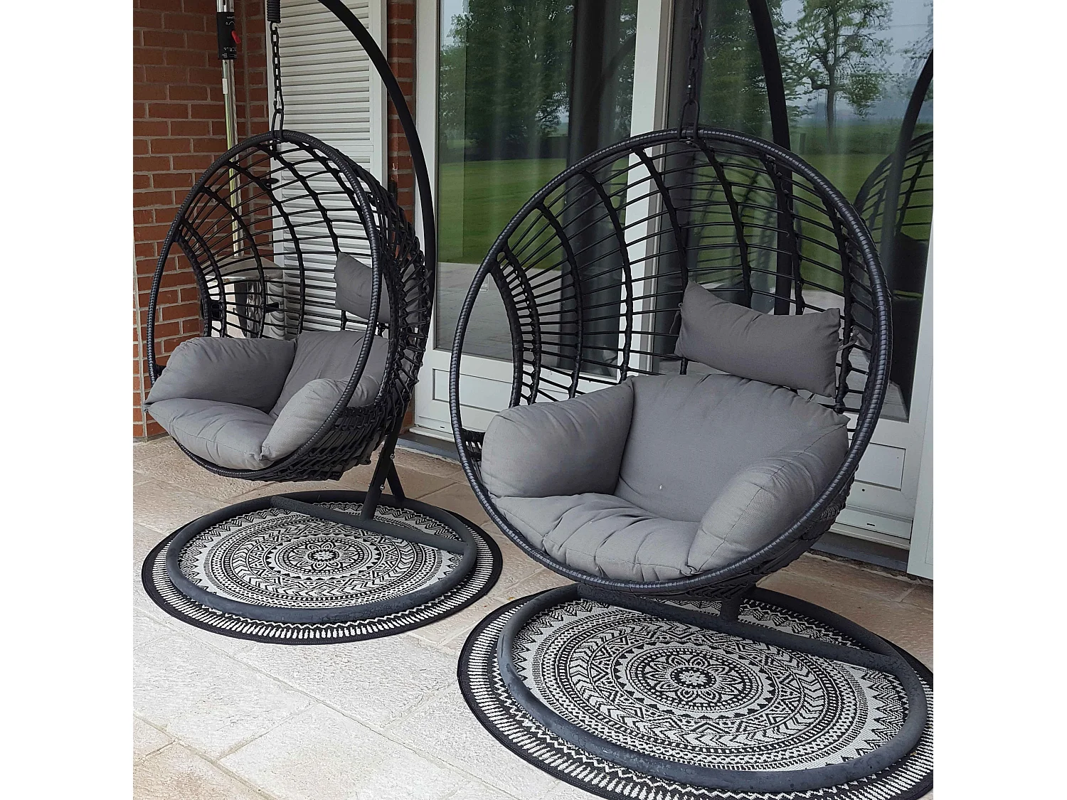 Tapis rond polypropylène noir 120cm