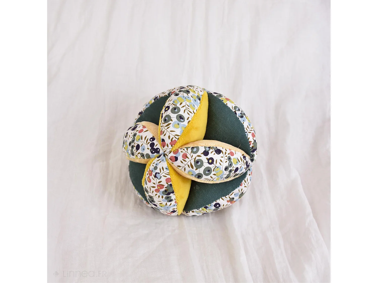 Duo balle + doudou hochet polyester DUO BOH'AIME lion jaune 2 pièces