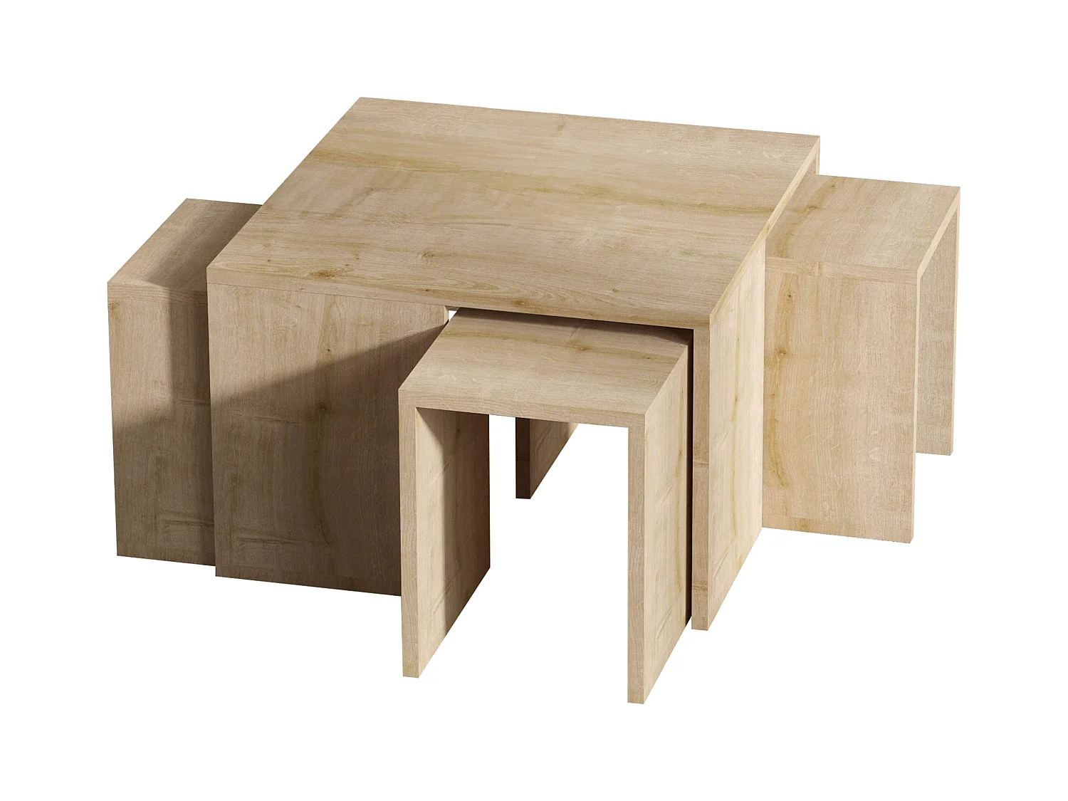 Table basse gigogne polyvalente mélaminé effet bois