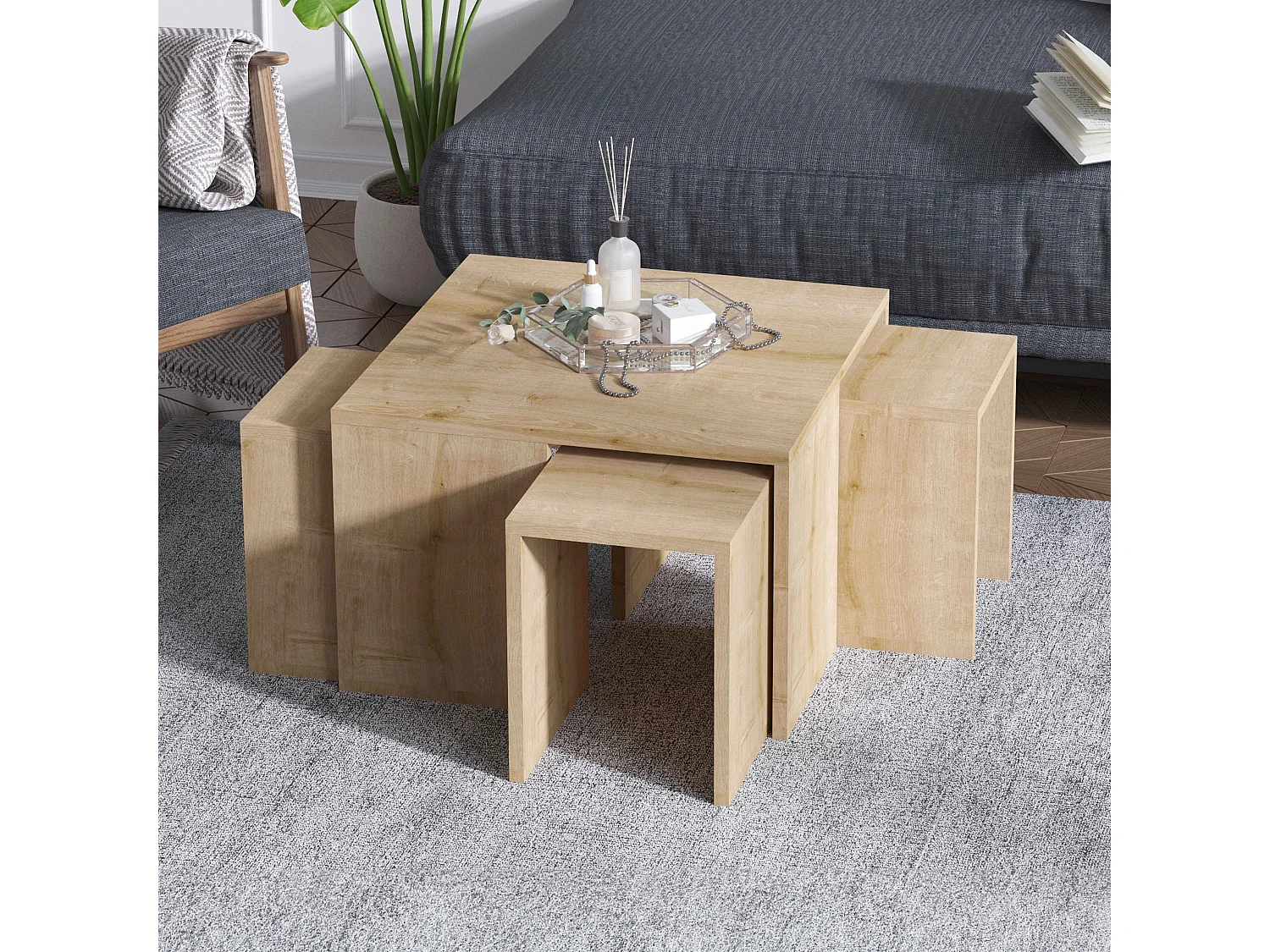 Melamine salontafel met houteffect