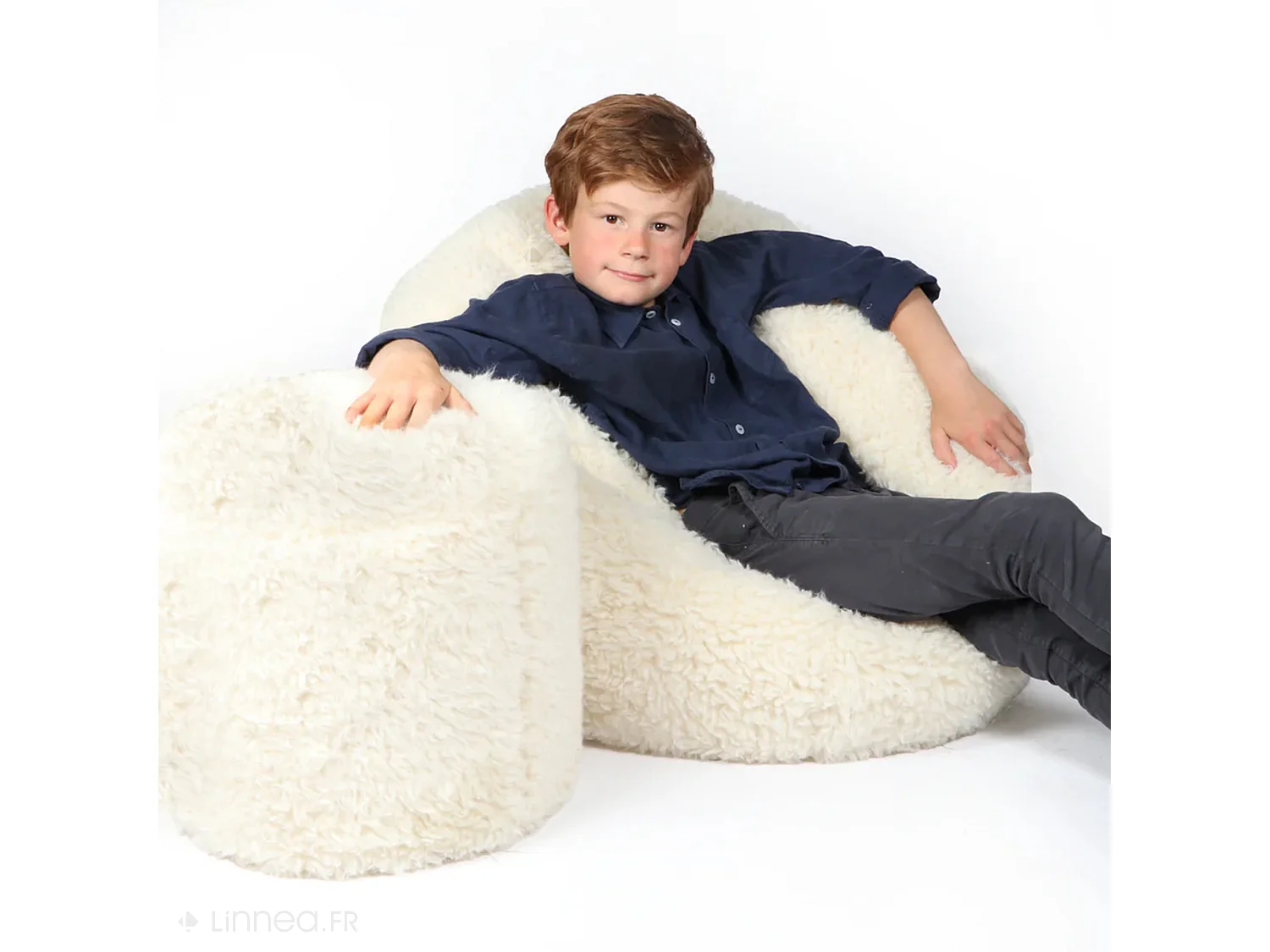 Pouf medium polyester et fausse fourrure collection SOFT ANIMALS mouton avec garnissage