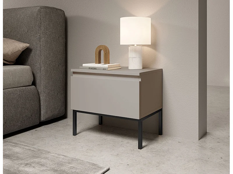 Comodino - con gambe nere - beige - BEMMI