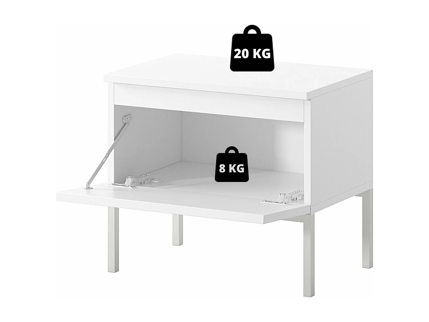 Comodino - con gambe nere - beige - BEMMI