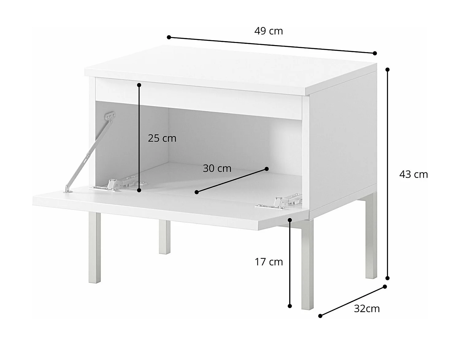 Comodino - con gambe nere - beige - BEMMI