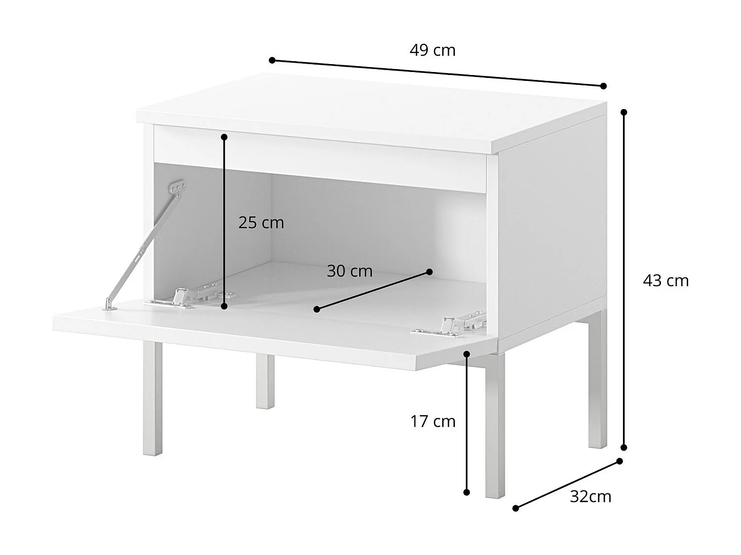 Comodino - con gambe nere - beige - BEMMI