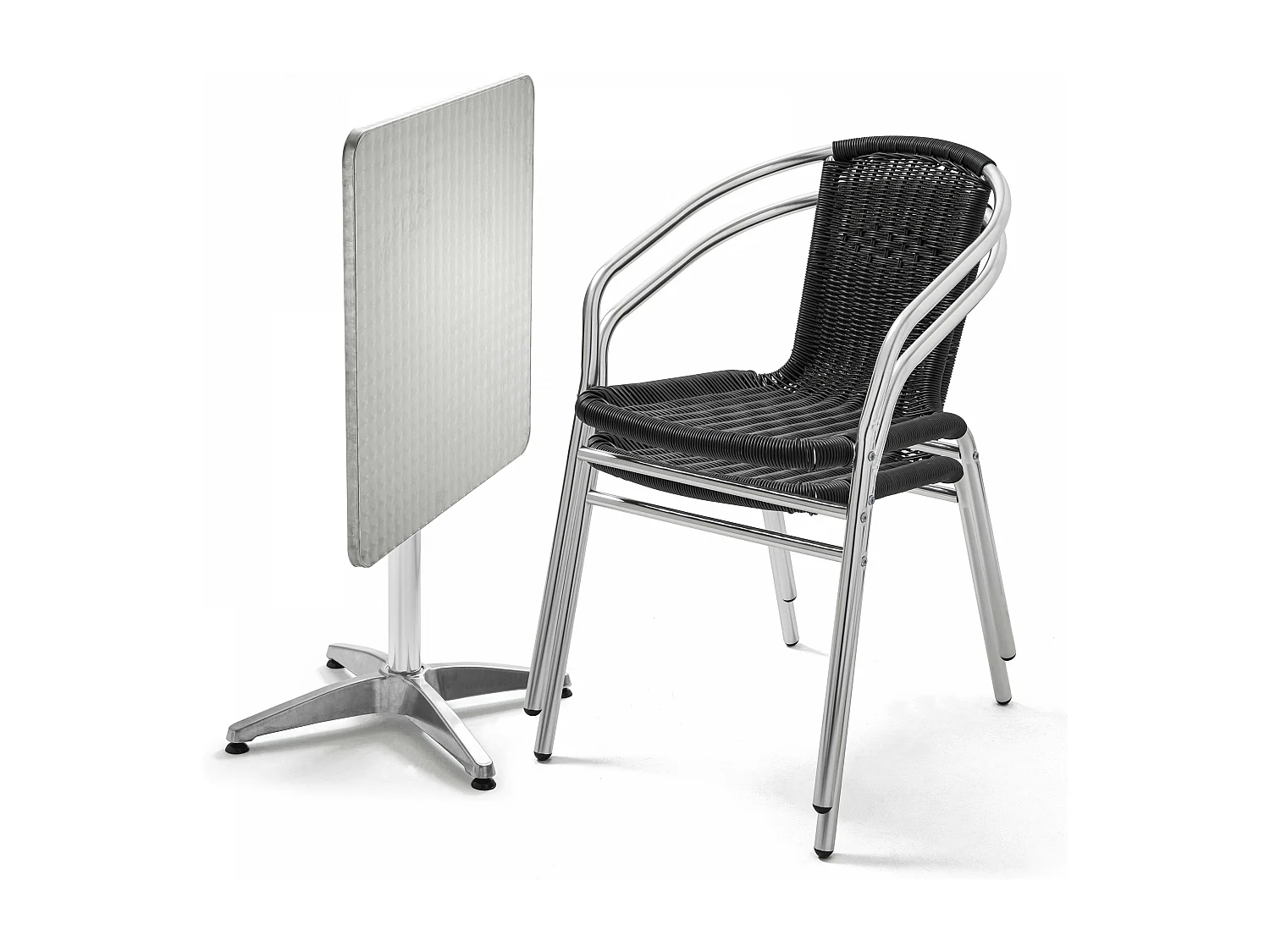 Ensemble table de jardin bistrot inclinable et 2 chaises aluminium