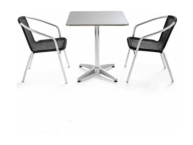 Ensemble table de jardin bistrot inclinable et 2 chaises aluminium