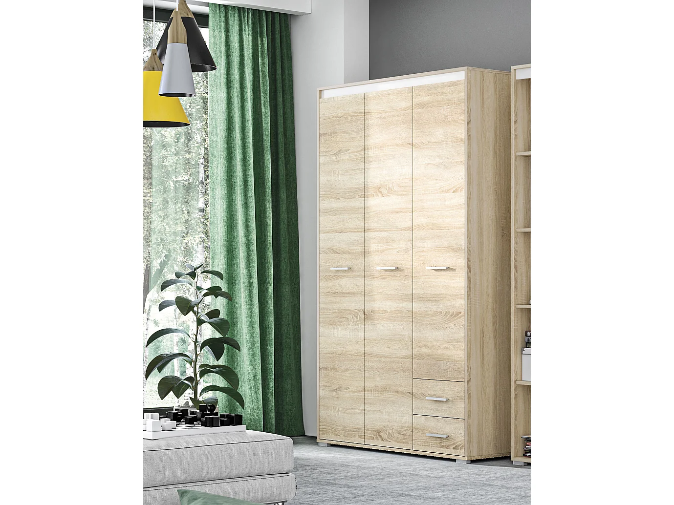 KLEIDERSCHRANK Avo Sonoma Eiche, Absetzung austauschbar 120 / 50 / 200cm