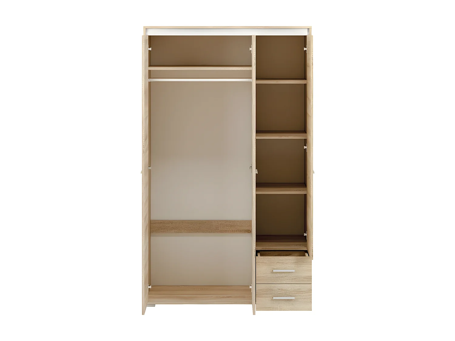 KLEIDERSCHRANK Avo Sonoma Eiche, Absetzung austauschbar 120 / 50 / 200cm