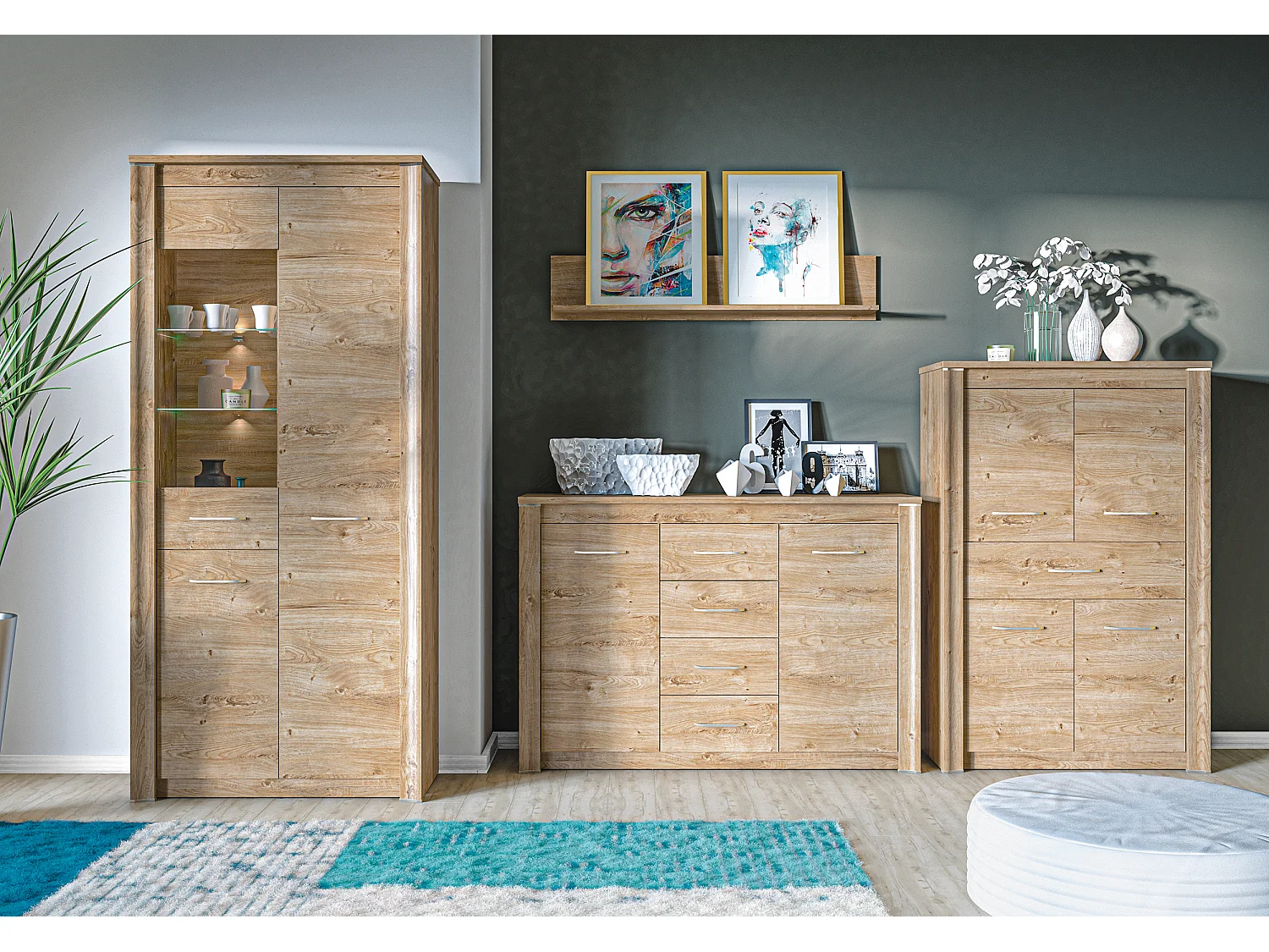 WANDREGAL Luis Ribbeck Eiche, 120 / 20 / 24cm