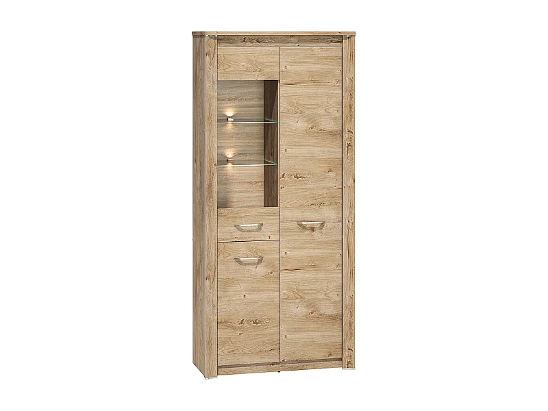 VITRINE Luis Ribbeck Eiche, champagnerfarben verchromt 92 / 40 / 202cm