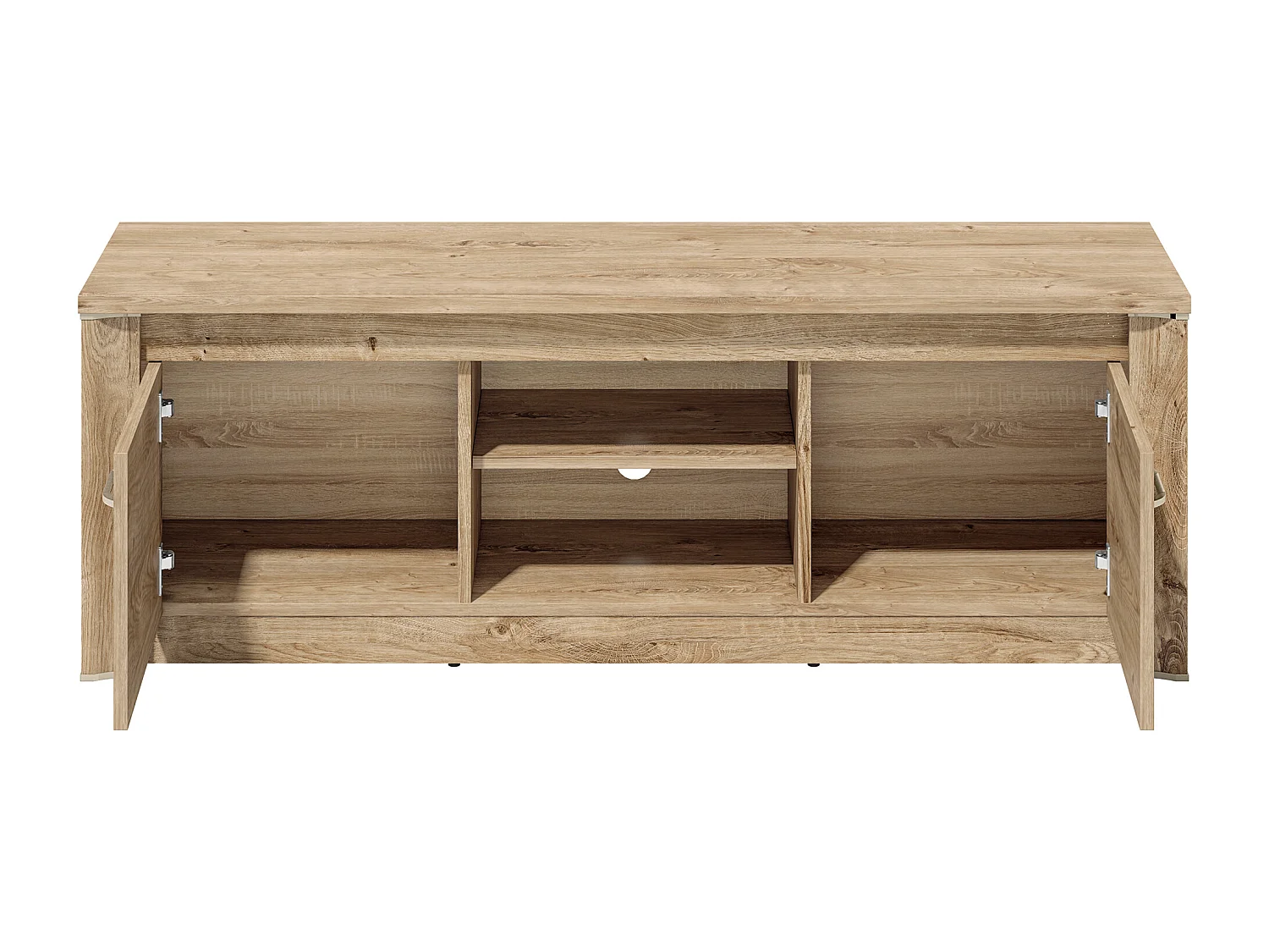 LOWBOARD Luis Ribbeck Eiche, champagnerfarben verchromt, 138 / 40 / 48cm