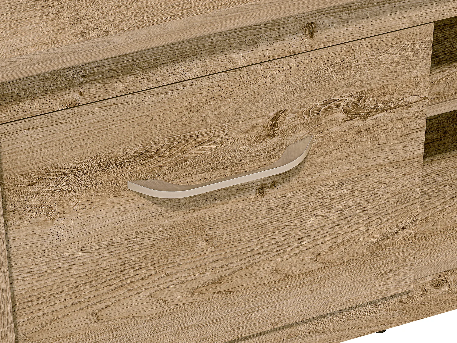 LOWBOARD Luis Ribbeck Eiche, champagnerfarben verchromt, 138 / 40 / 48cm