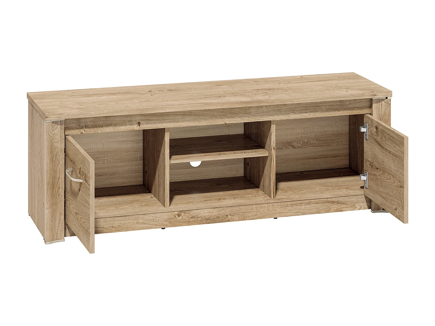 LOWBOARD Luis Ribbeck Eiche, champagnerfarben verchromt, 138 / 40 / 48cm