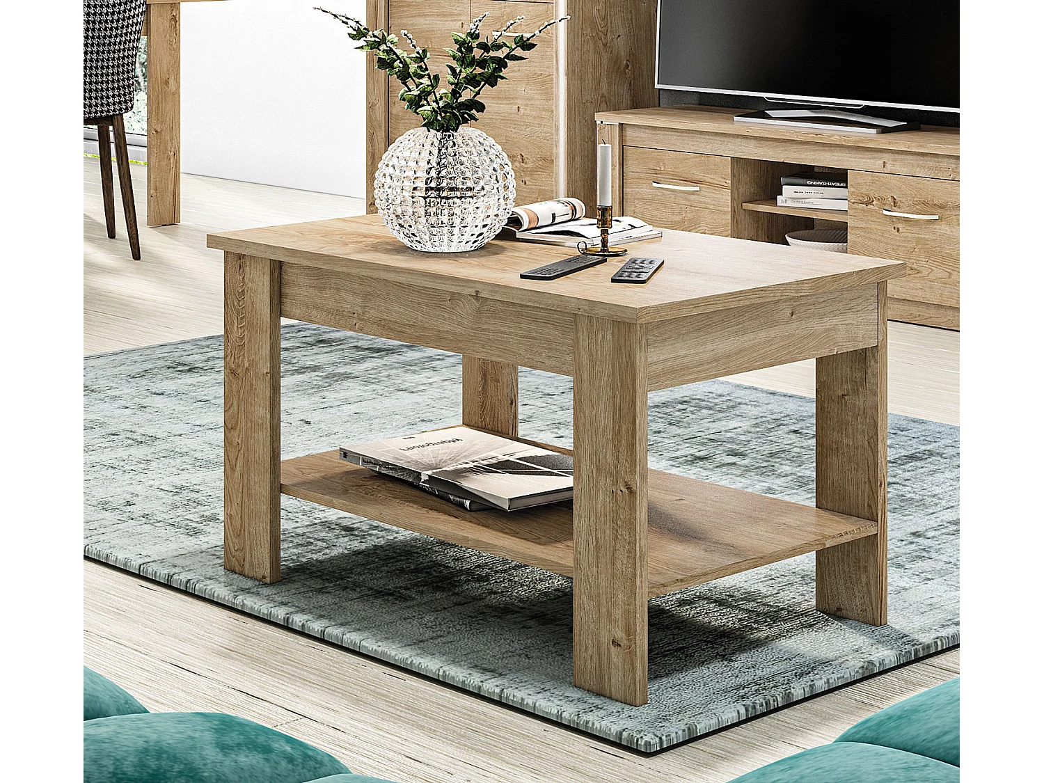 COUCHTISCH Luis Ribbeck Eiche, 96 / 59 / 57cm