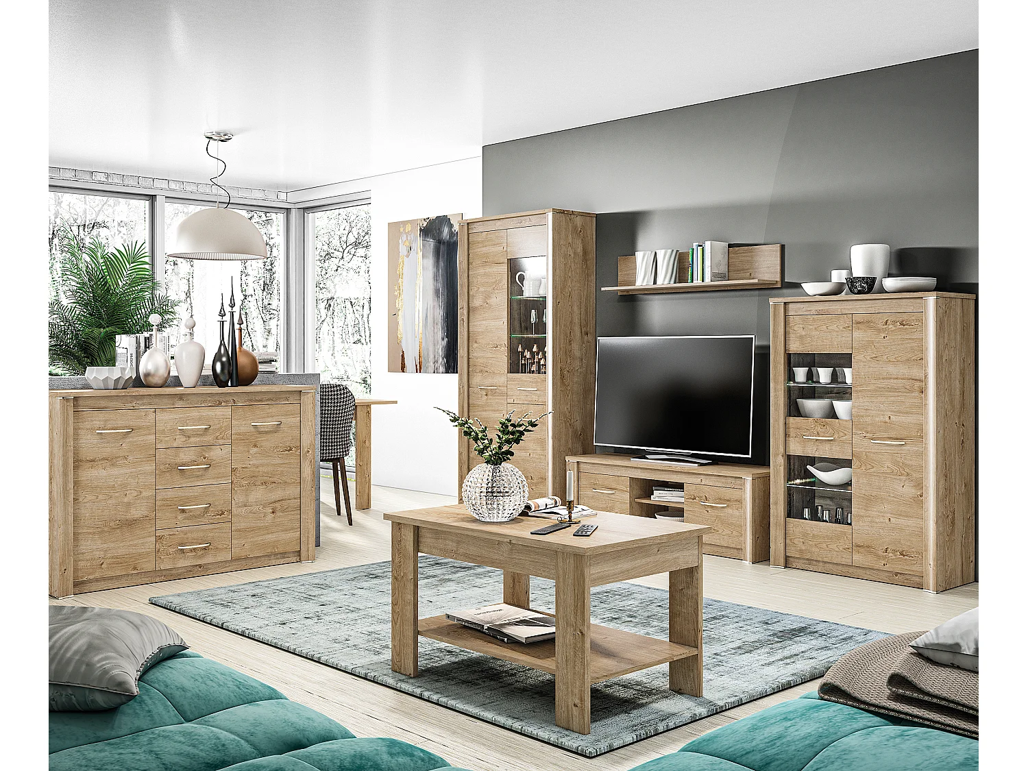 COUCHTISCH Luis Ribbeck Eiche, 96 / 59 / 57cm