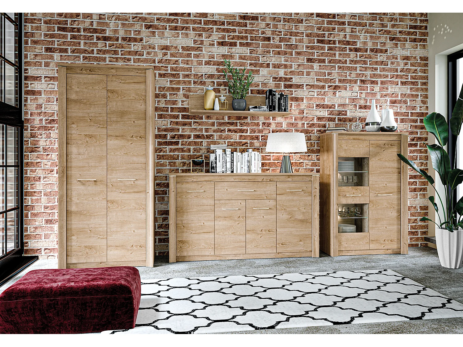 SIDEBOARD Luis Ribbeck Eiche, champagnerfarben verchromt 165 / 40 / 94cm