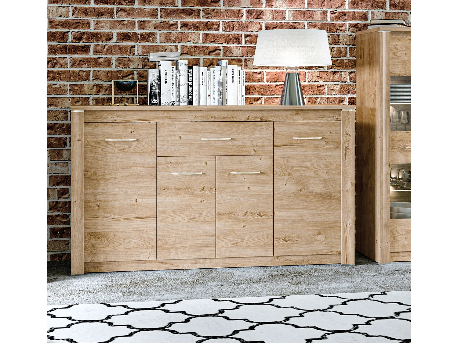 SIDEBOARD Luis Ribbeck Eiche, champagnerfarben verchromt 165 / 40 / 94cm