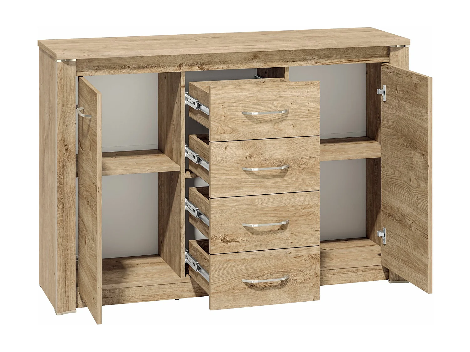 KOMMODE Luis Ribbeck Eiche, champagnerfarben verchromt 138 / 40 / 94cm