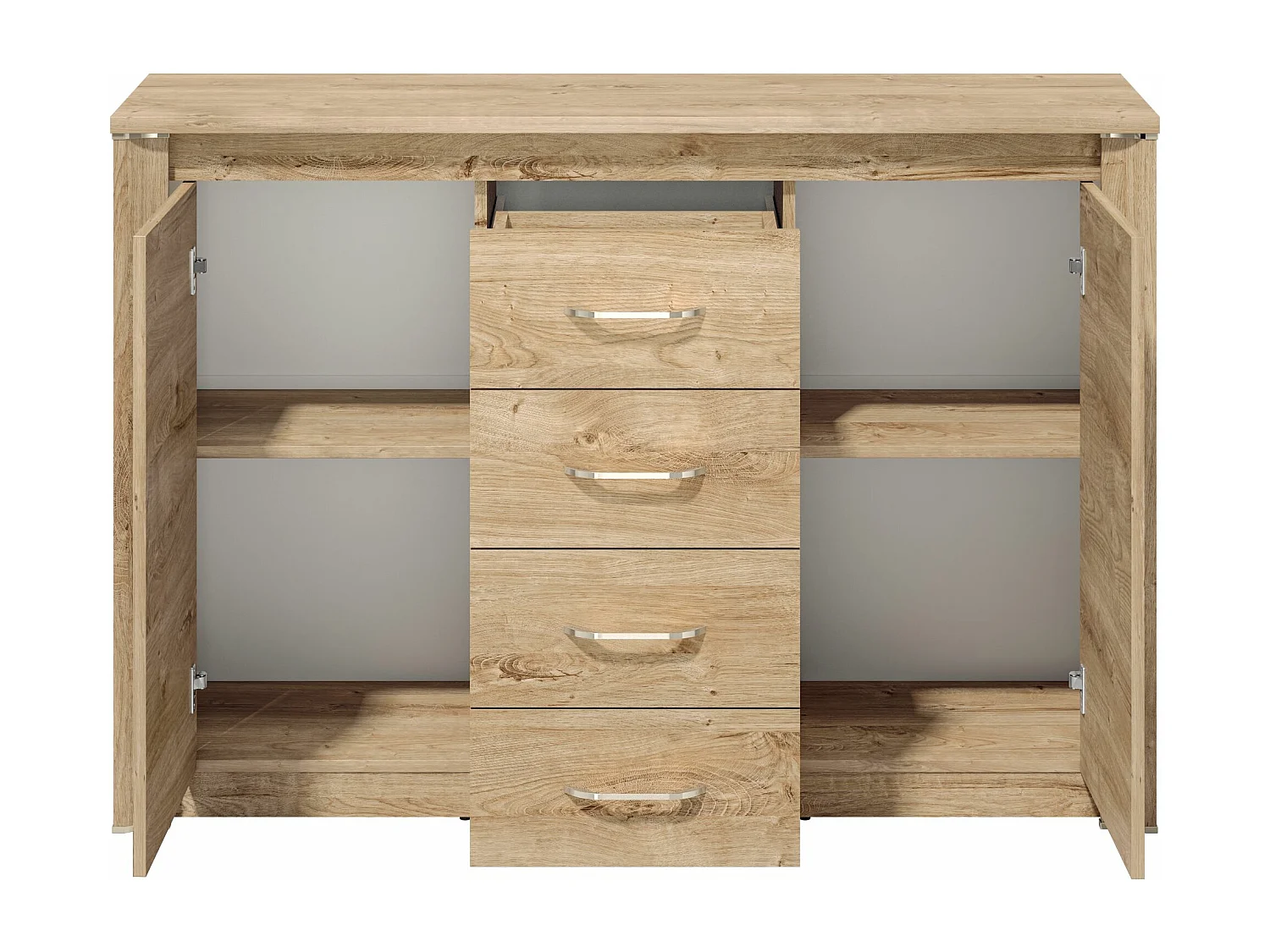 KOMMODE Luis Ribbeck Eiche, champagnerfarben verchromt 138 / 40 / 94cm