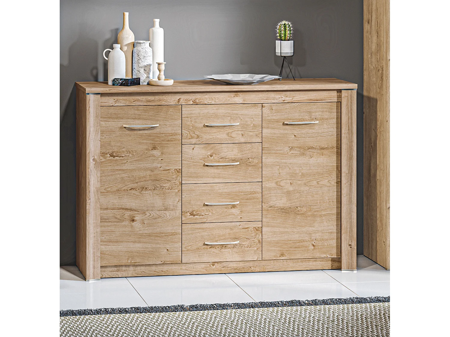 KOMMODE Luis Ribbeck Eiche, champagnerfarben verchromt 138 / 40 / 94cm