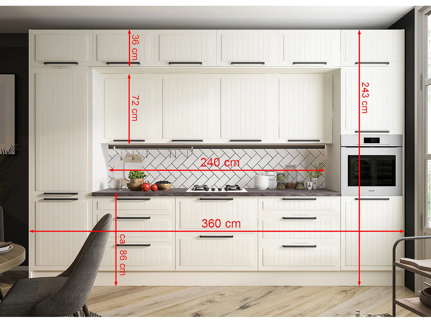 KÜCHENLEERBLOCK Livorno weiß / perlweiß matt 15-teilig