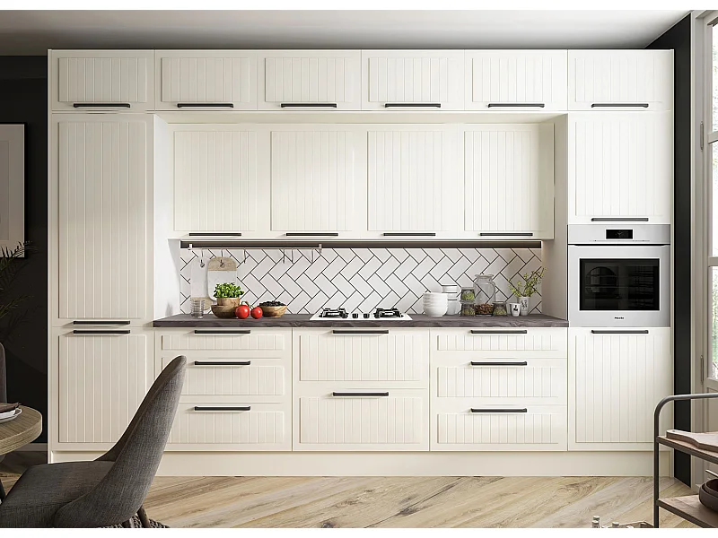 KÜCHENLEERBLOCK Livorno weiß / hellelfenbein matt 15-teilig