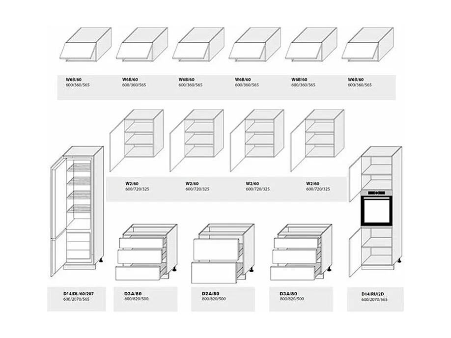 KÜCHENLEERBLOCK Livorno weiß / cremeweiß matt 15-teilig