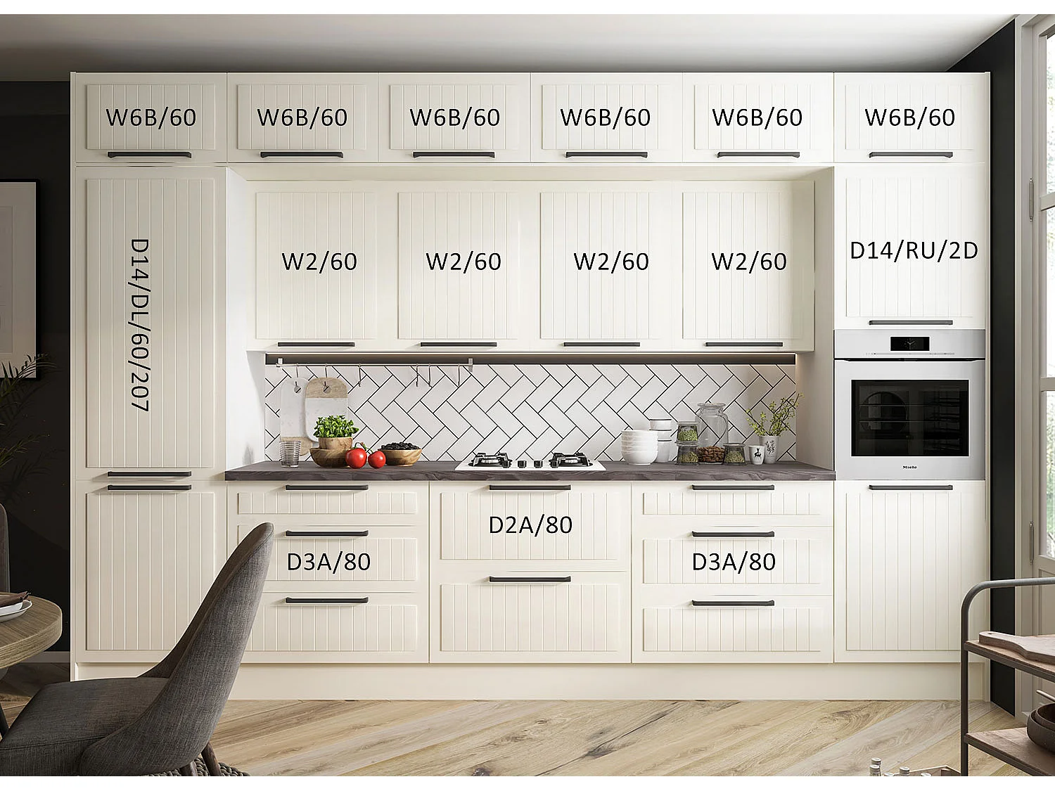 KÜCHENLEERBLOCK Livorno weiß / cremeweiß matt 15-teilig