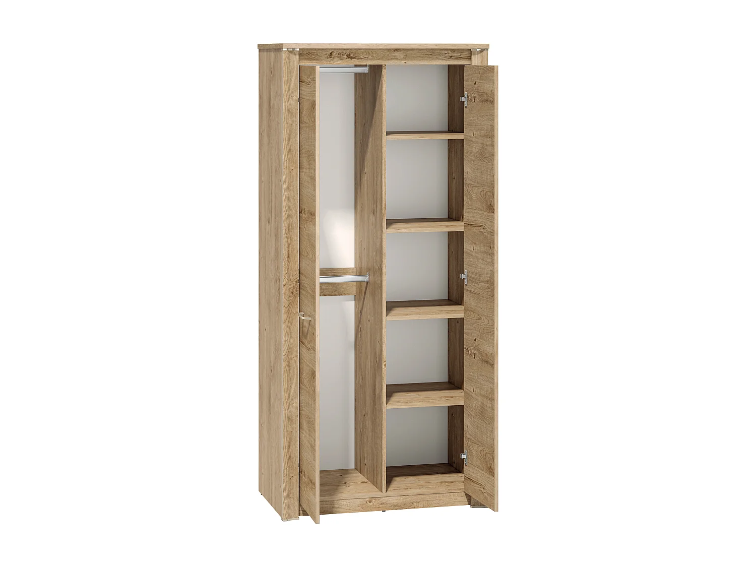 KLEIDERSCHRANK Luis Ribbeck Eiche, champagnerfarben verchromt 92 / 55 / 202cm
