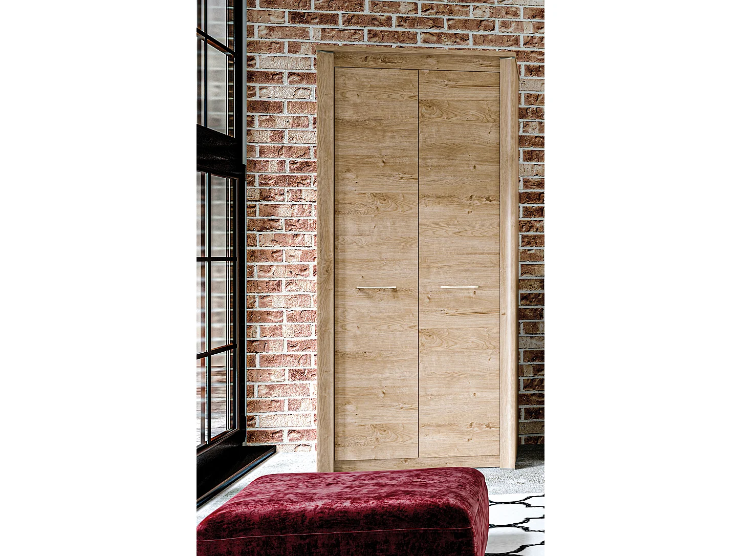 KLEIDERSCHRANK Luis Ribbeck Eiche, champagnerfarben verchromt 92 / 55 / 202cm