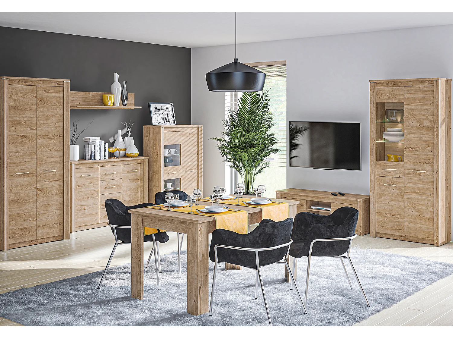 STAURAUMSCHRANK Luis Ribbeck Eiche, champagnerfarben verchromt 55 / 40 / 202cm