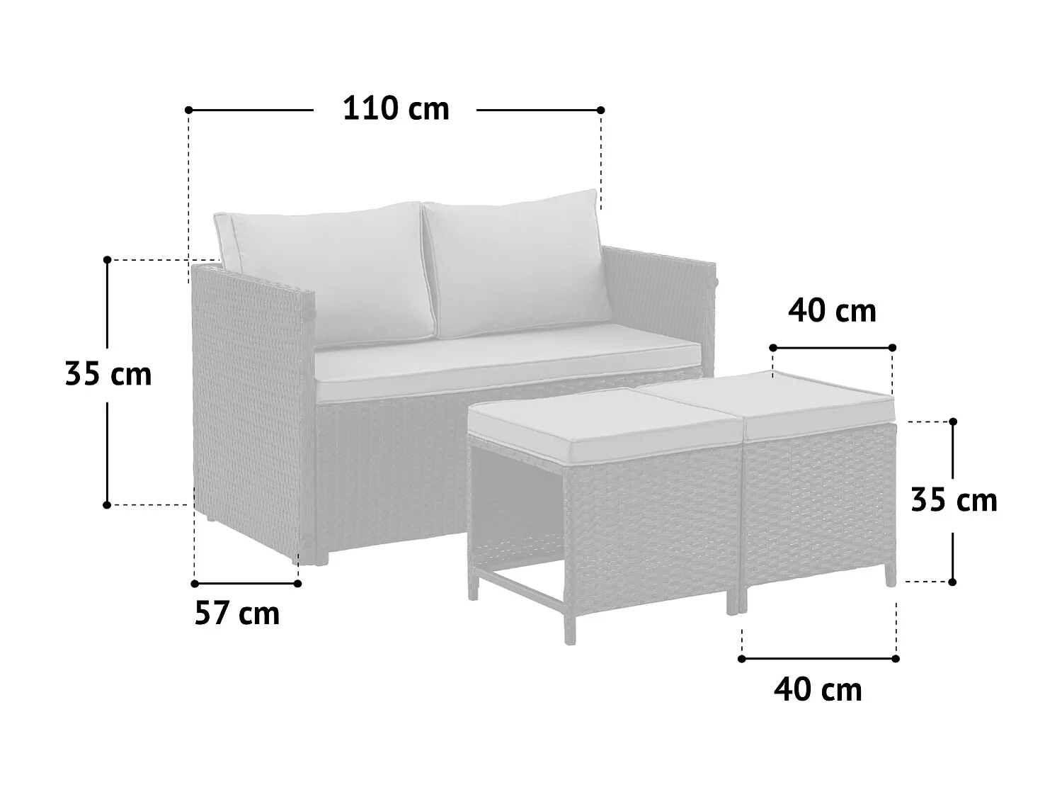 Ensemble de meubles de jardin en Polyrattan