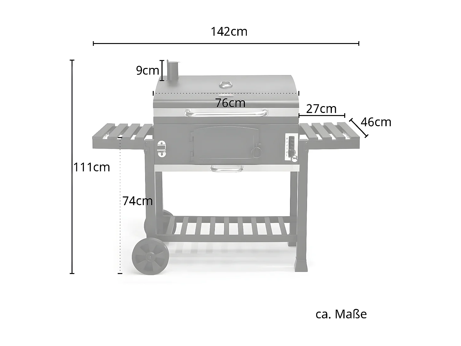 HOLZKOHLEGRILL und Smoker HERO XXL