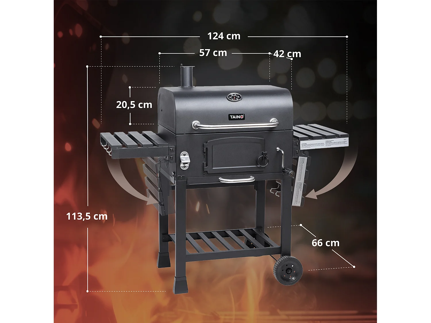 HOLZKOHLEGRILL und Smoker Set HERO XL