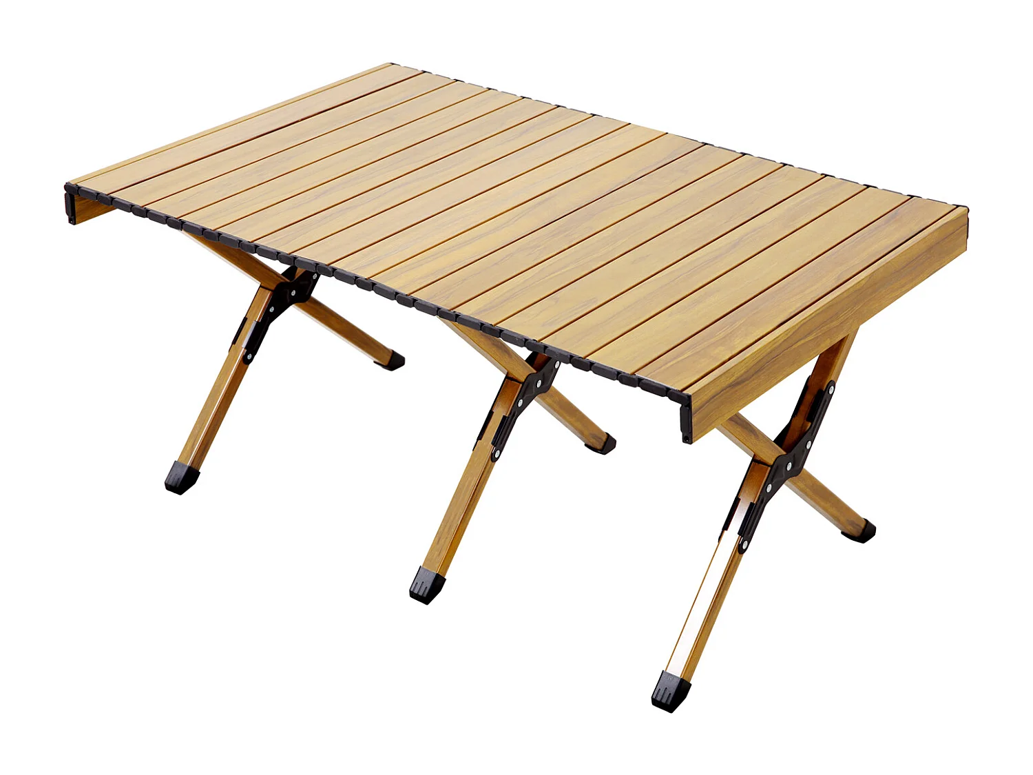 Table de camping pliable JAWINIO, table pliante portable en aluminium aspect bois
