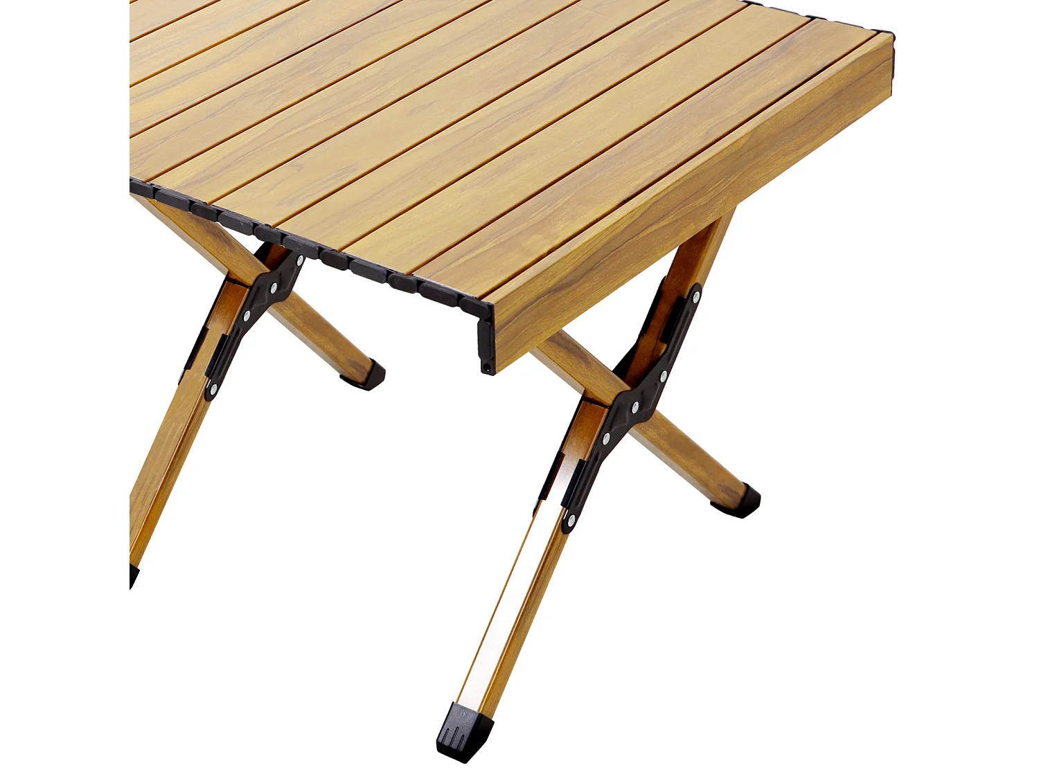 Table de camping pliable JAWINIO, table pliante portable en aluminium aspect bois