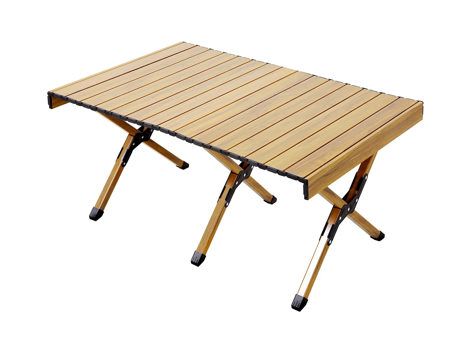 Table de camping pliable JAWINIO, table pliante portable en aluminium aspect bois