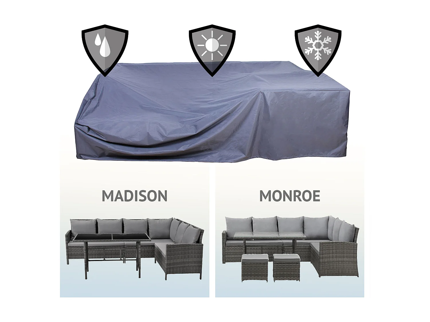 SVITA Housse Madison Monroe Lounge Couverture Meuble de jardin Bâche Rotin Set