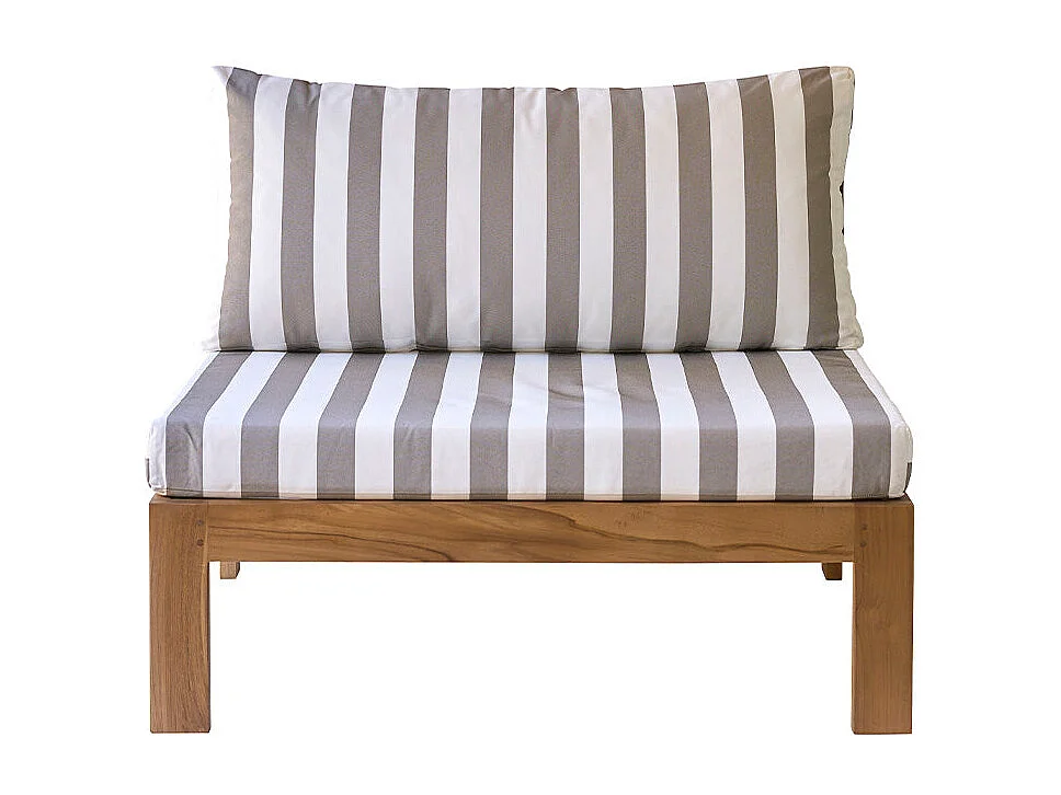 Sillón de jardín de madera de teca maciza blanco y topo