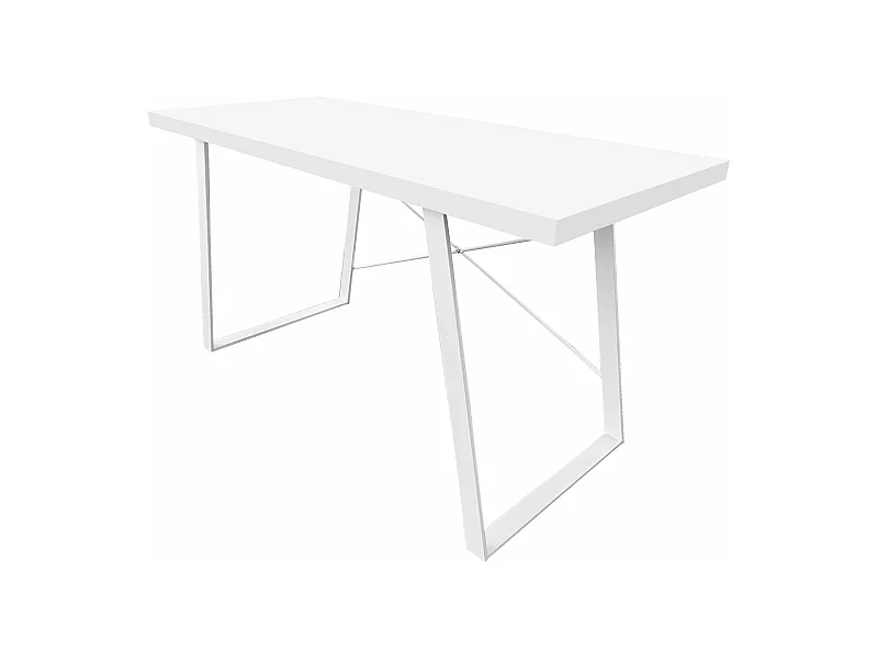 Bureau industriel blanc avec pieds en métal