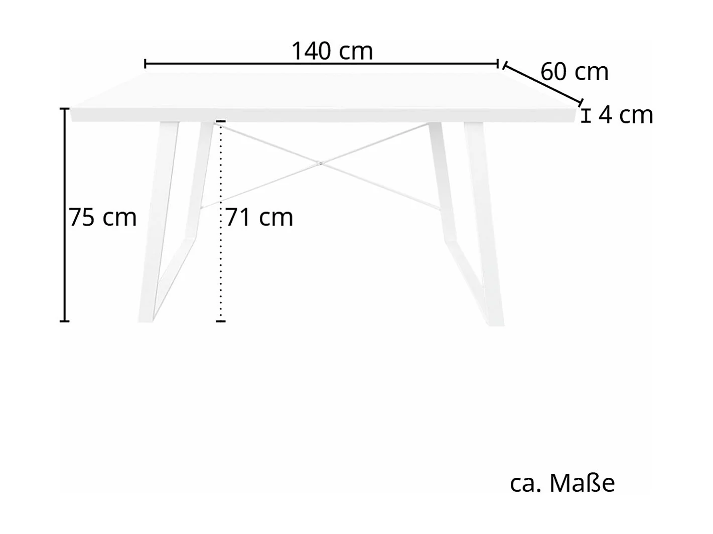 Bureau industriel blanc avec pieds en métal