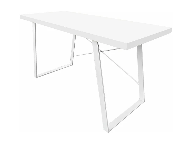 Bureau industriel blanc avec pieds en métal