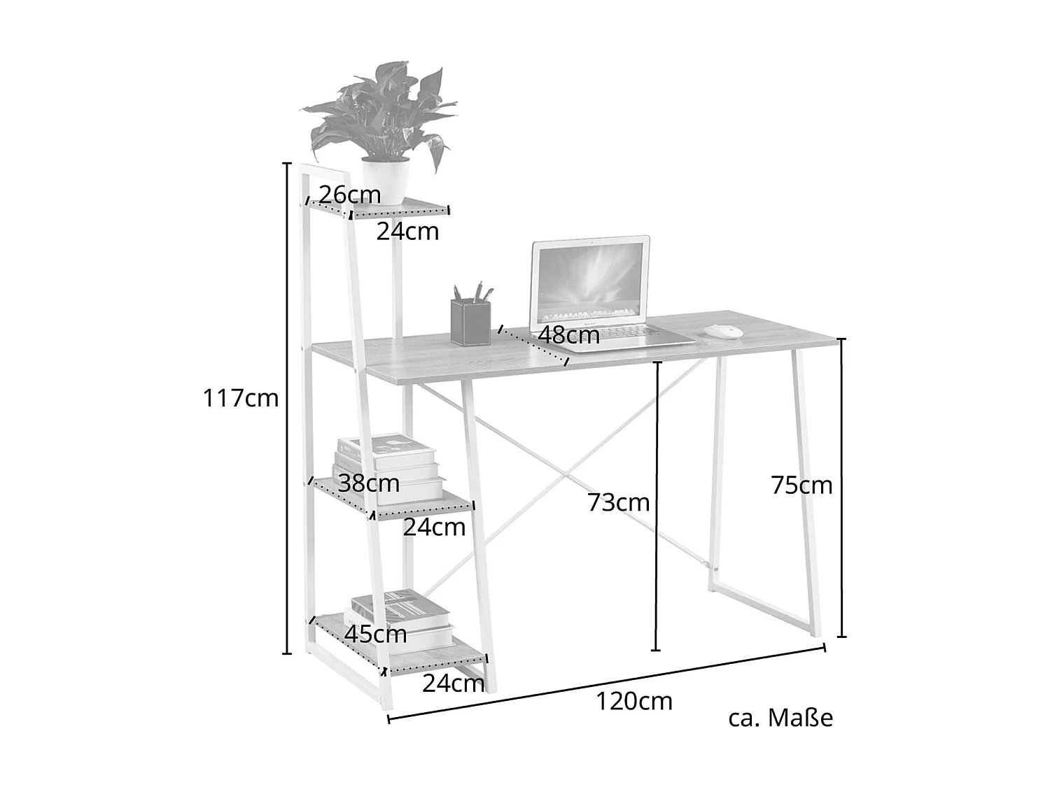 Bureau Étagère Pieds en métal