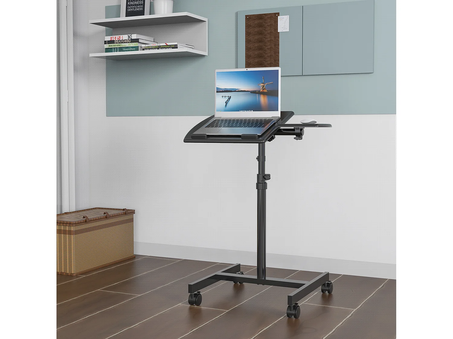 Support pour ordinateur portable à roulettes Réglable en hauteur