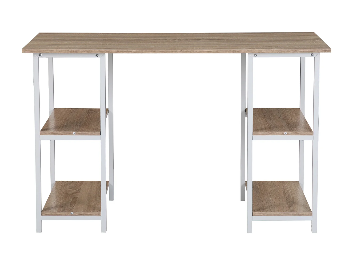 Bureau Étagère imitation chêne pieds métalliques