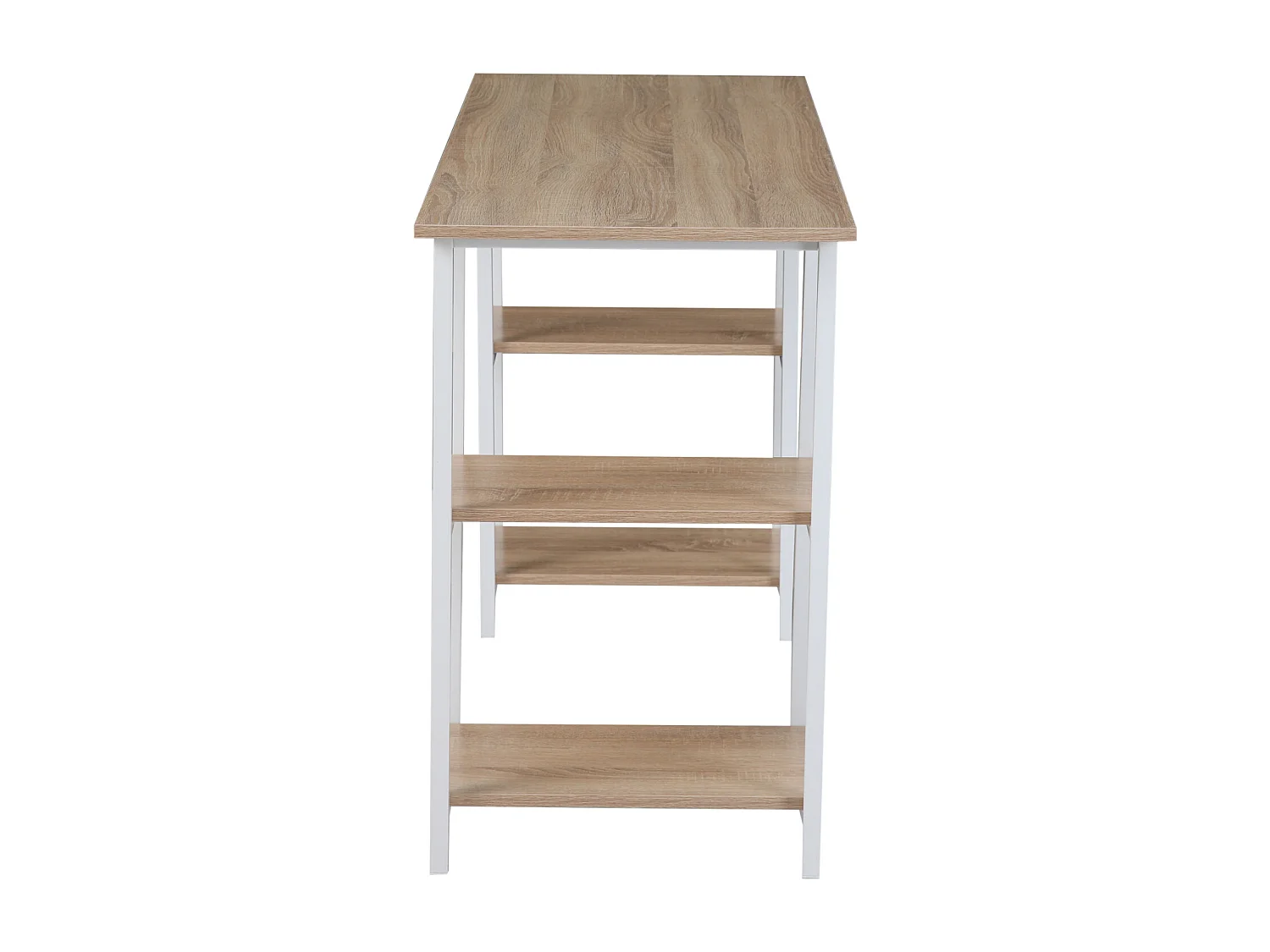 Bureau Étagère imitation chêne pieds métalliques