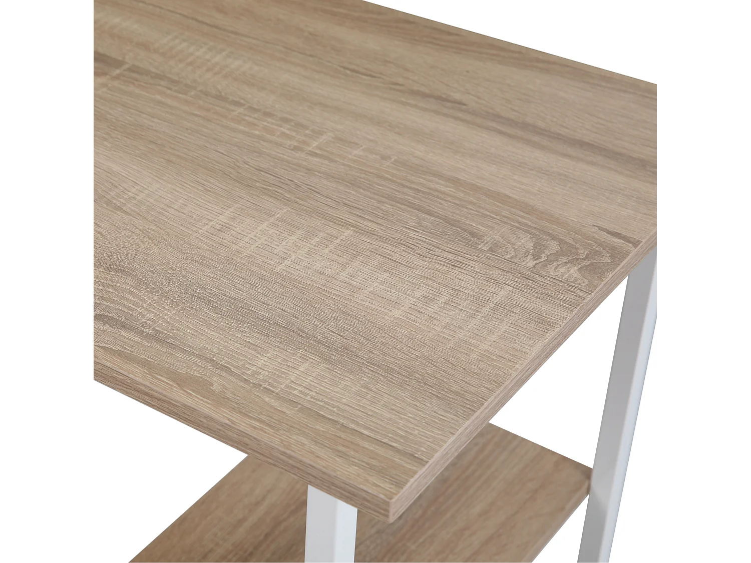 Bureau Étagère imitation chêne pieds métalliques